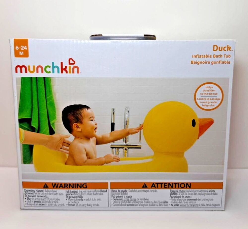 Munchkin White Hot Inflatable Duck Baby Bath Tub 6-24 Months Yellow